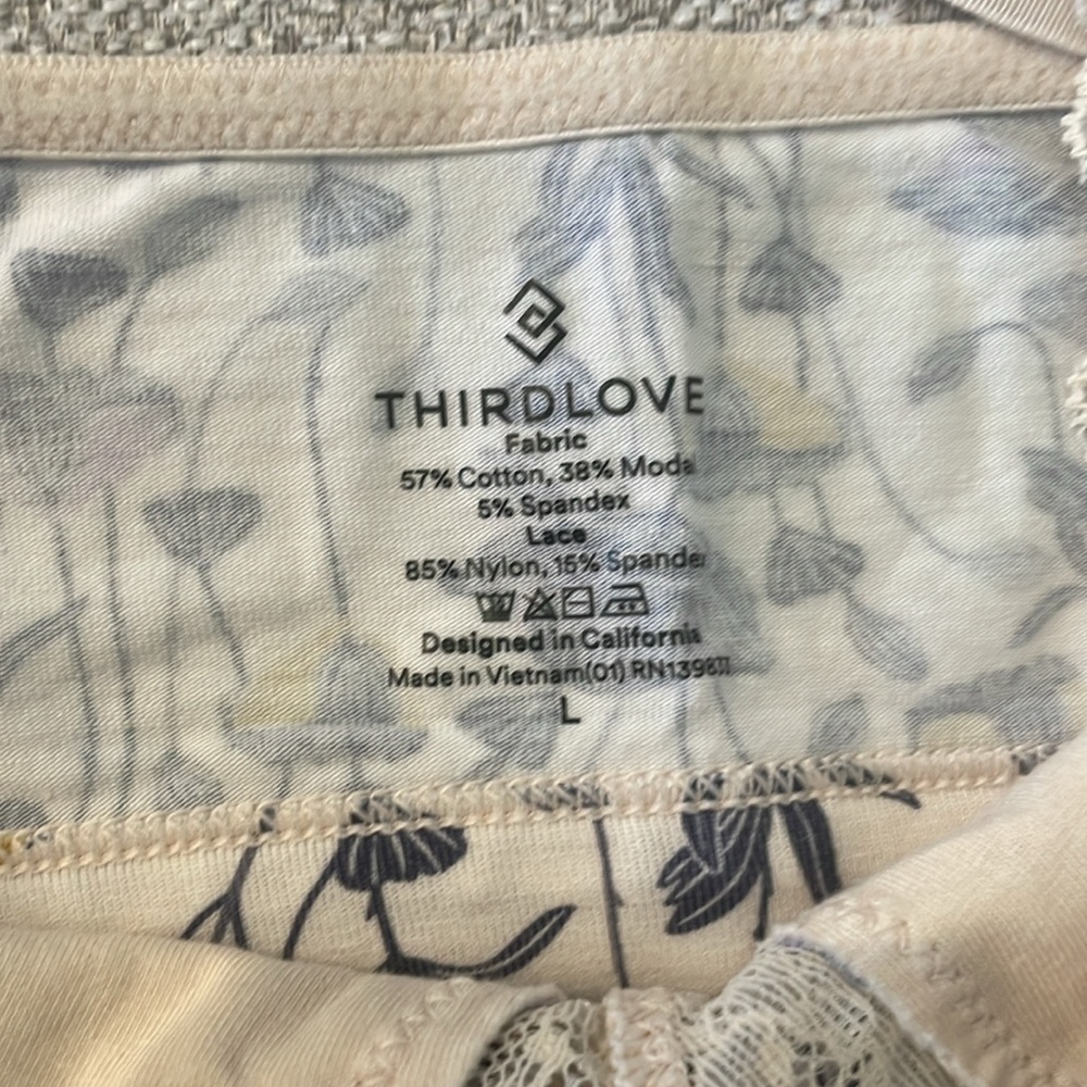 ThirdLove Floral Lace Bralette in Cream with Purple and Yellow Flowers - Picture 4 of 5